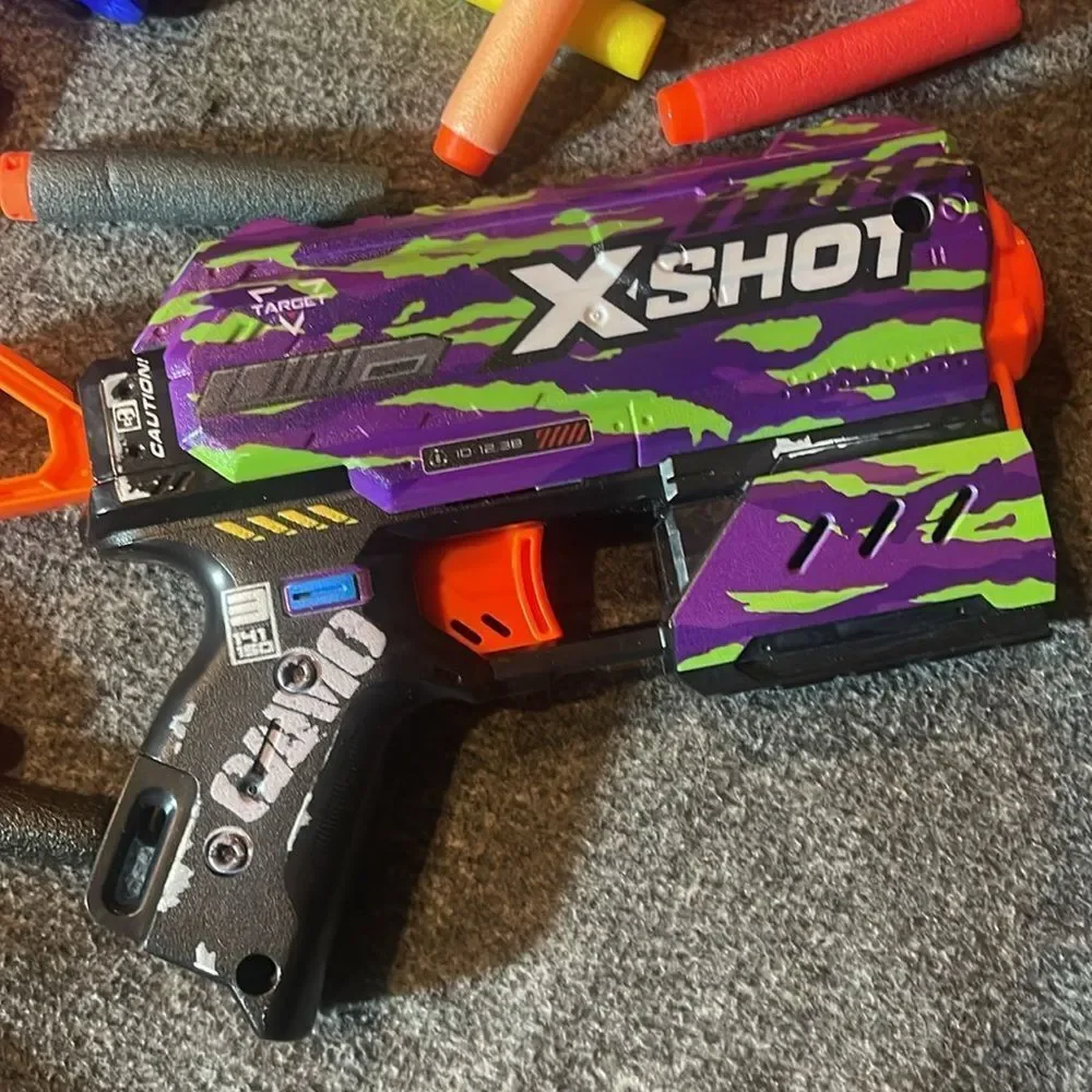 Nerf and X-Shot Blaster Toy Set - Blue, Orange, Purple